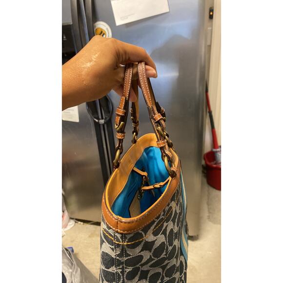 Coach VINTAGE Limited Edition Denim Leather mini Tote signature CCs Y2K suede - Picture 10 of 15